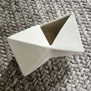 White Geometric Ceramic Vase